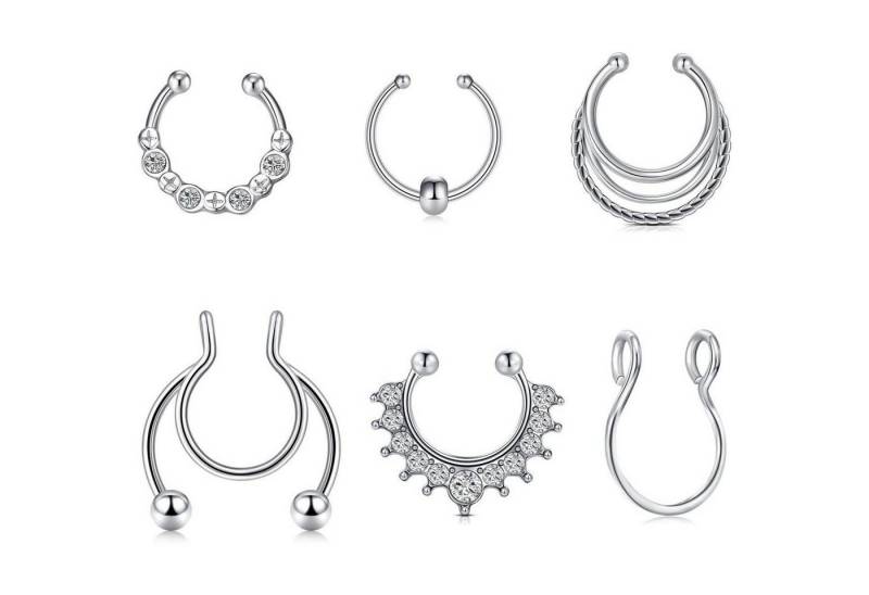 MODRSA Nasenpiercing Fake Nasenpiercing 20G Silber Edelstahl Septum Nase Hoop Ring Piercing von MODRSA