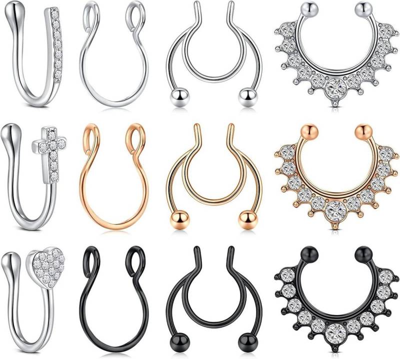 LuxusKollektion Nasenpiercing Fake Nasenpiercing Fake Septum Clip Hoop Schmuck Damen Männer von LuxusKollektion