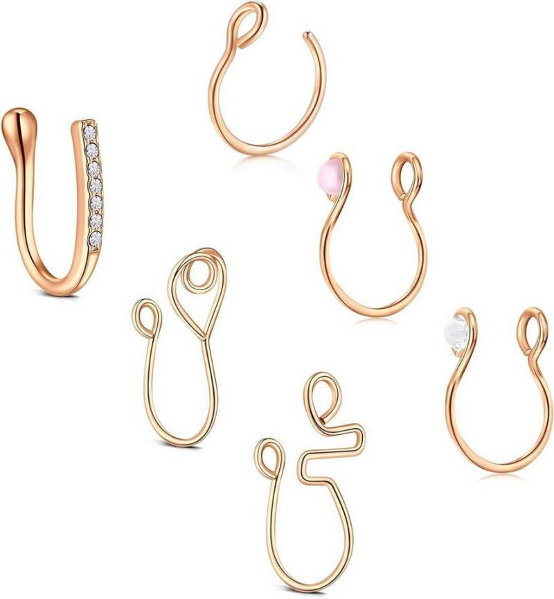 LuxusKollektion Nasenpiercing Fake Nasenpiercing Septum Clip Hoop 6 Stück Set Damen Männer von LuxusKollektion