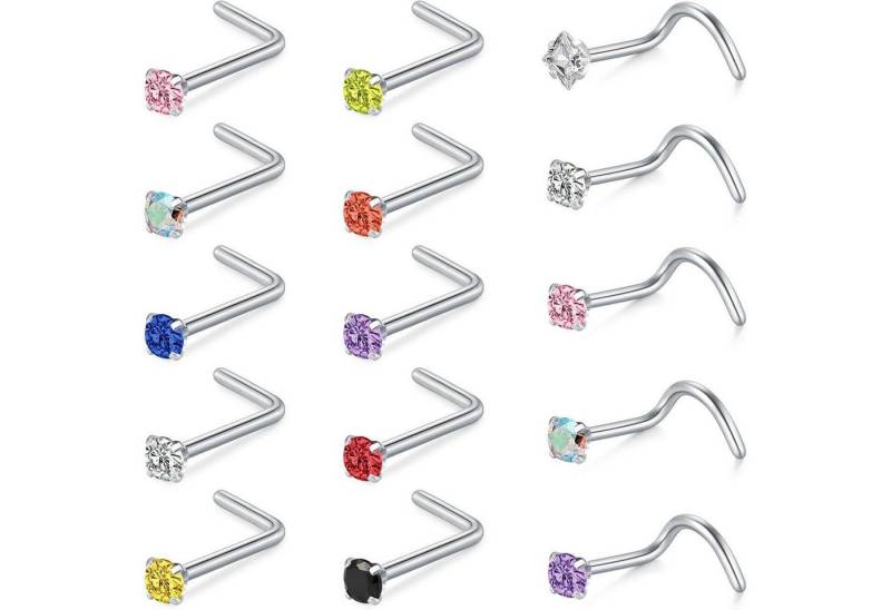 Rajnard Nasenpiercing Nasenpiercing 18G 20G 22G Chirurgenstahl Zirkonia Nase Nostril von Rajnard