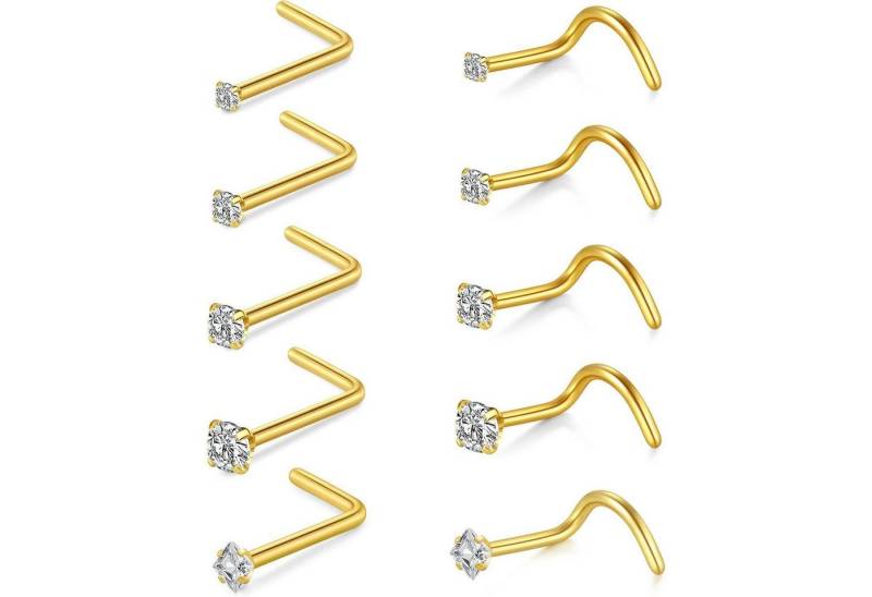 Rajnard Nasenpiercing Nasenpiercing 18G 20G 22G Chirurgenstahl mit Zirconia Strassstein Nase von Rajnard