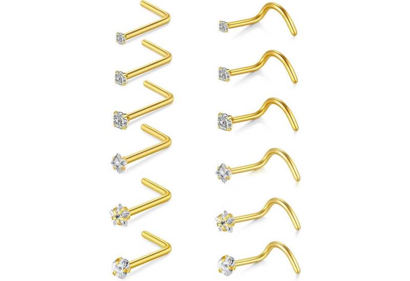 Rajnard Nasenpiercing Nasenpiercing 18G 20G 22G Gold Silber Zirkonia Strassstein von Rajnard