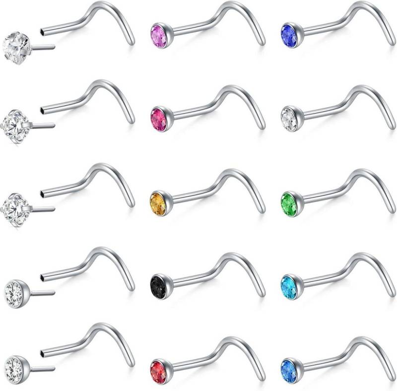 Mayhoop Nasenpiercing Nasenpiercing 20G 8-18 Stück Nasenringe Nasenstecker Stahl CZ Opale von Mayhoop