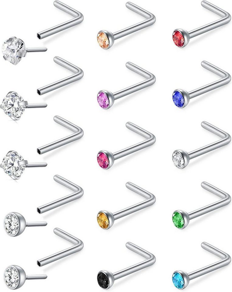 Mayhoop Nasenpiercing Nasenpiercing 20G Chirurgenstahl CZ Opale Nasenschmuck 8-18 Stück von Mayhoop