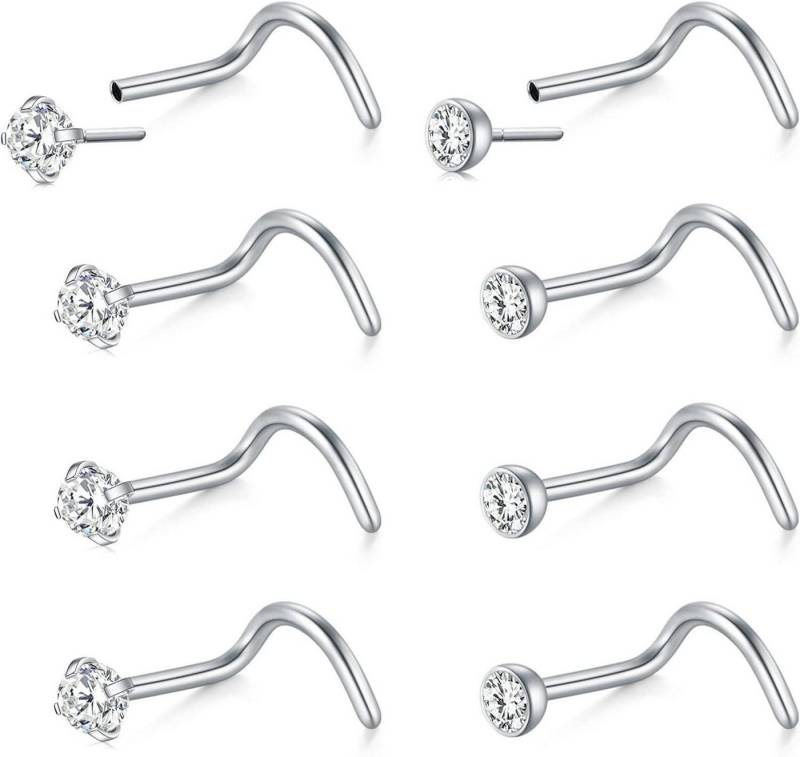 Mayhoop Nasenpiercing Nasenpiercing 20G Stahl CZ Opal NasenSchmuck Set 8 Stück von Mayhoop