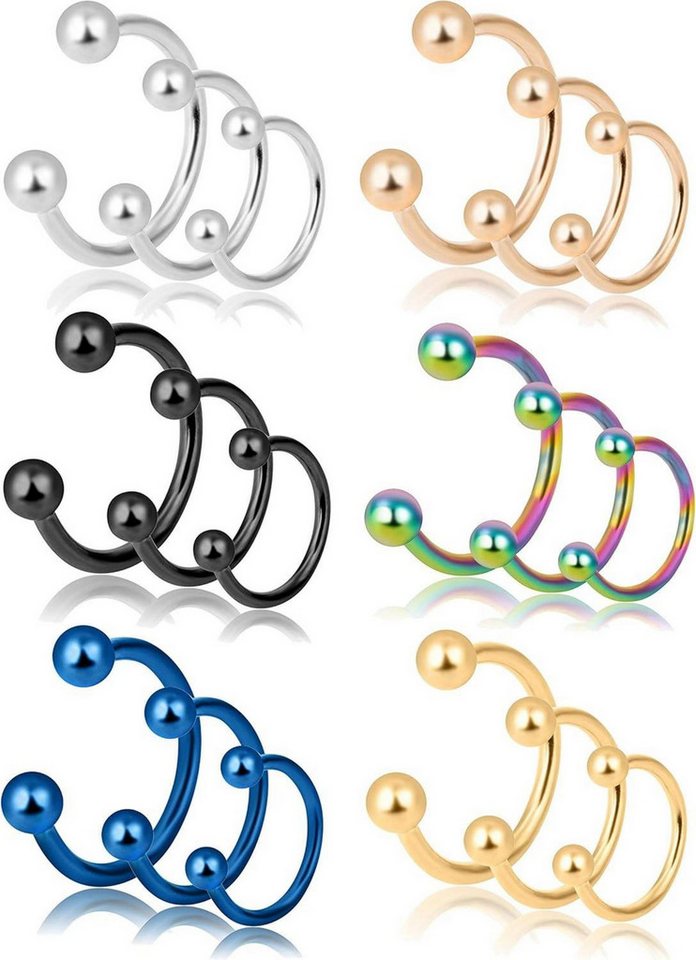 LAURITAMI Nasenpiercing Nasenpiercing Septum Ring Hufeisen 16G Chirurgenstahl 6mm 8mm 10mm von LAURITAMI
