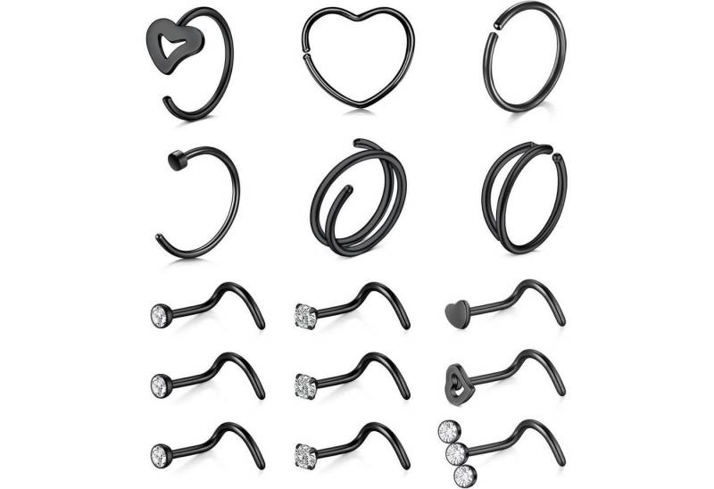 MODRSA Nasenpiercing Nasenpiercing Set Chirurgenstahl 20gauge Piercing Nase Screw Nose Stud von MODRSA