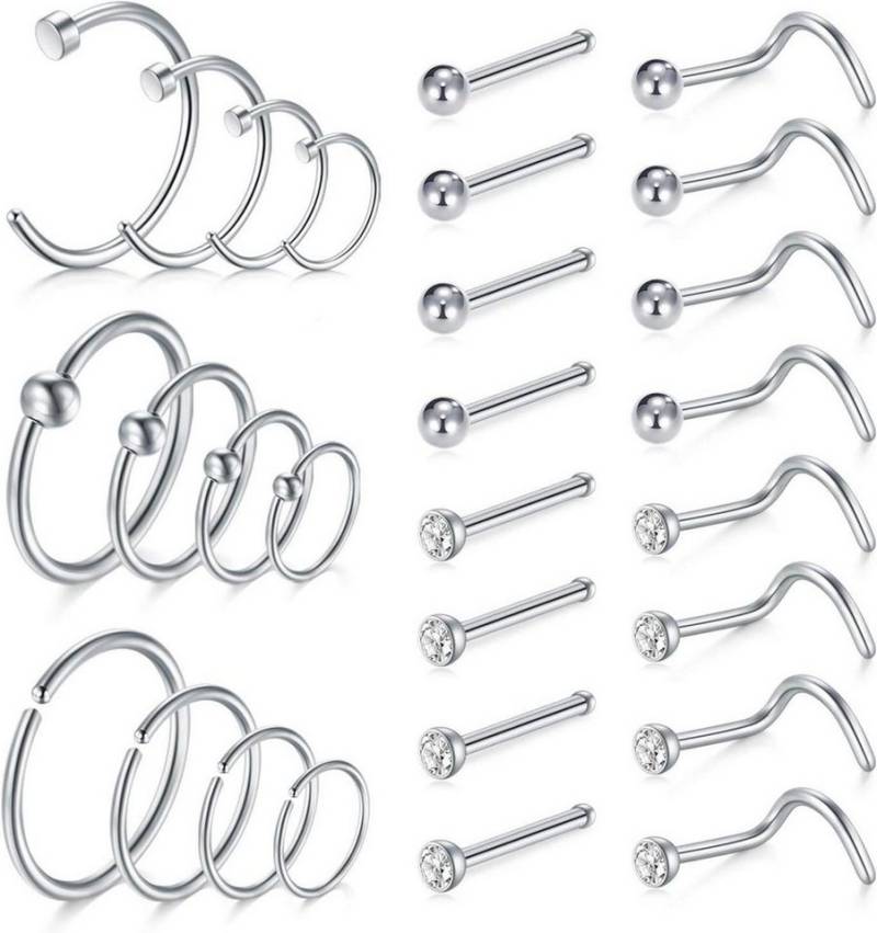 LAURITAMI Nasenpiercing Nasenpiercing Stecker Edelstahl Gewindelos 18G 20G Nostril Piercing von LAURITAMI