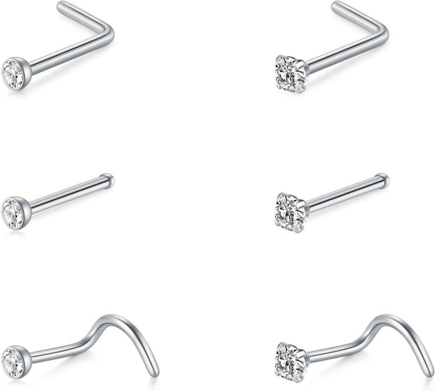 Briana Williams Nasenpiercing Nasenpiercing Stecker Silber Edelstahl 20G L Form Spiral 6er Set Briana Williams Nasenpiercing Nasenpiercing Stecker Silber Edelstahl 20G L Form Spiral 6er Set von Briana Williams