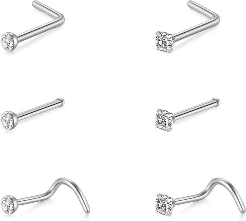 Briana Williams Nasenpiercing Nasenpiercing Stecker Silber Edelstahl 20G L Form Spiral 6er Set von Briana Williams