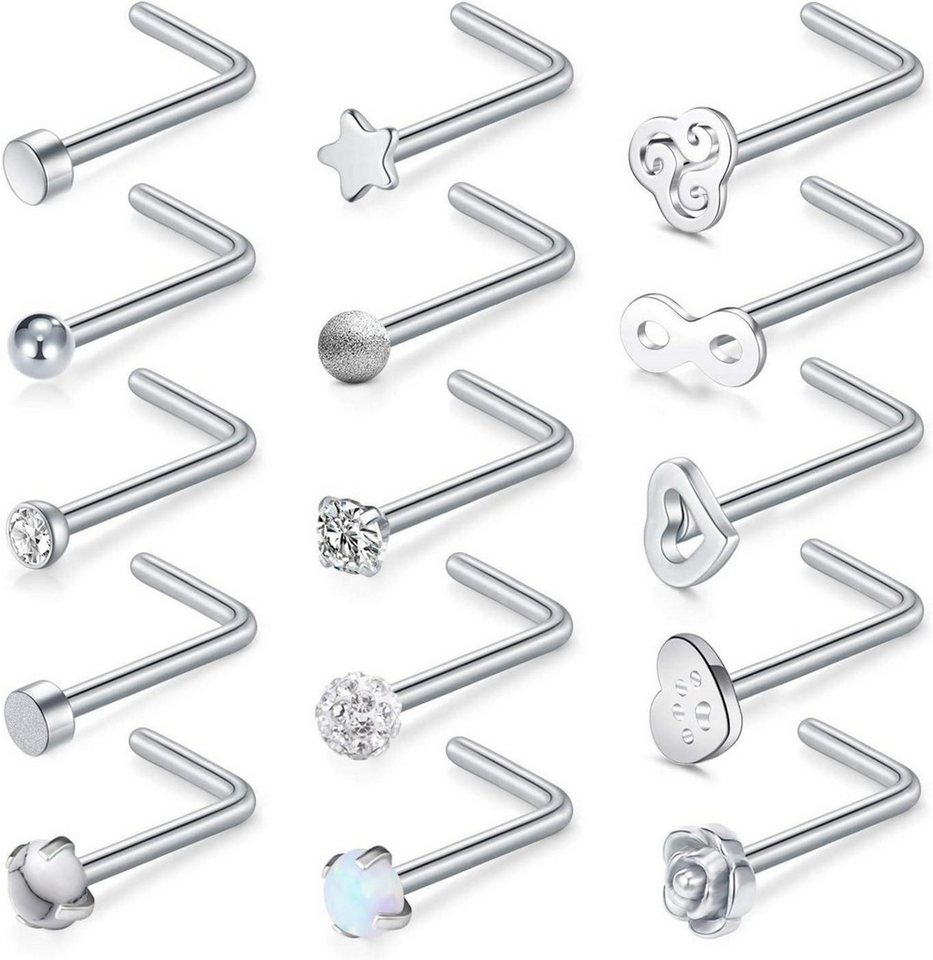Briana Williams Nasenpiercing Nasenpiercing Stecker Silber Edelstahl 20G Spiral L-Form 15er Set Briana Williams Nasenpiercing Nasenpiercing Stecker Silber Edelstahl 20G Spiral L-Form 15er Set von Briana Williams