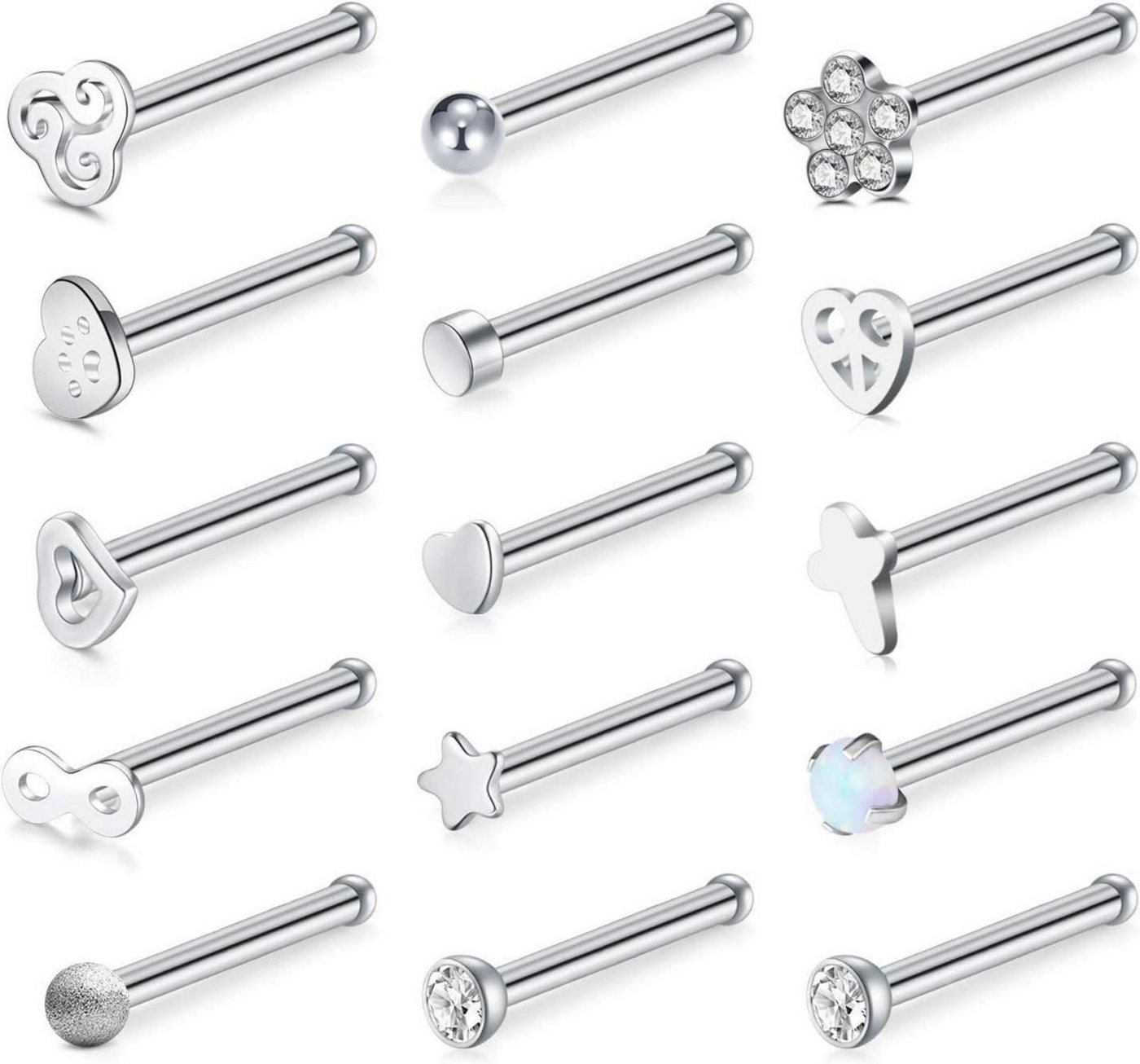 Briana Williams Nasenpiercing Nasenpiercing Stecker Silber Edelstahl 20G Spiral L-Form 15stk Briana Williams Nasenpiercing Nasenpiercing Stecker Silber Edelstahl 20G Spiral L-Form 15stk von Briana Williams