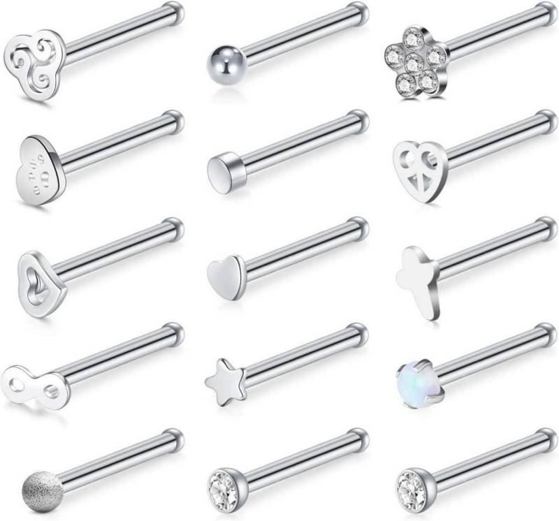 Briana Williams Nasenpiercing Nasenpiercing Stecker Silber Edelstahl 20G Spiral L-Form 15stk von Briana Williams