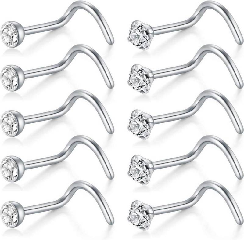 D.Bella Nasenpiercing Nasenstecker 18G L-Form Nasenringe Zirconia Nostril Piercing 316L von D.Bella