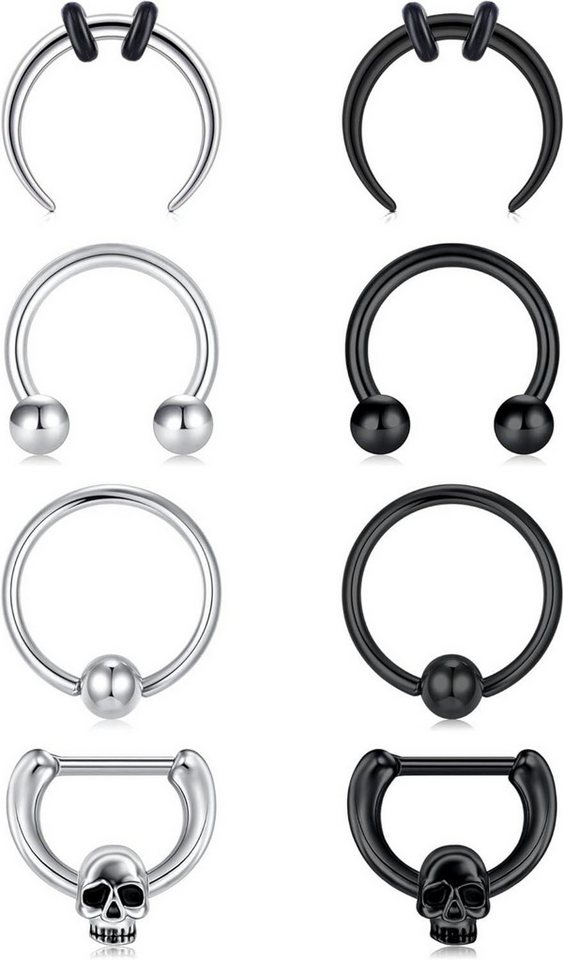Briana Williams Nasenpiercing Septum Nasenring Hufeisen Piercing Clicker Edelstahl 1.2mm 8mm 8er Set von Briana Williams