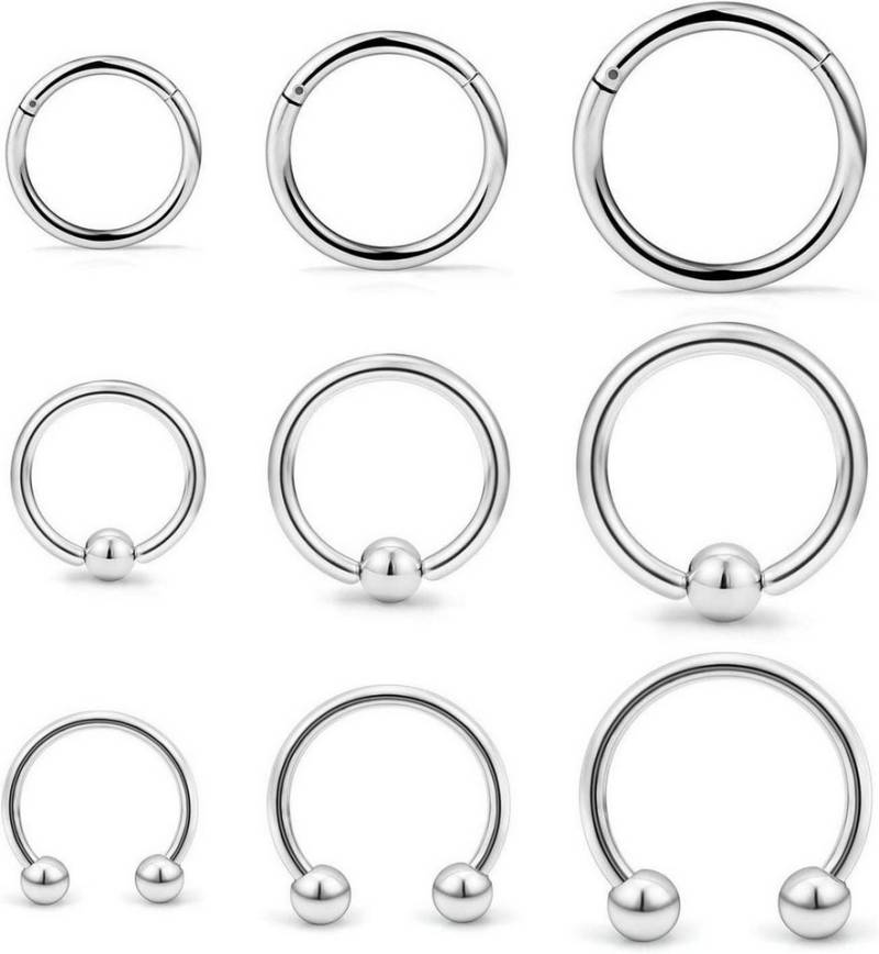 Briana Williams Nasenpiercing Septum Nasenring Hufeisen Piercing Clicker Ring 1.2mm Edelstahl 9stk von Briana Williams