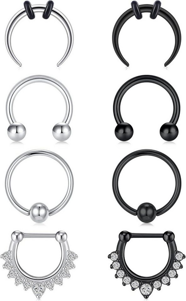 Briana Williams Nasenpiercing Septum Nasenring Hufeisen Piercing Edelstahl 1.2mm 8mm 8stk von Briana Williams