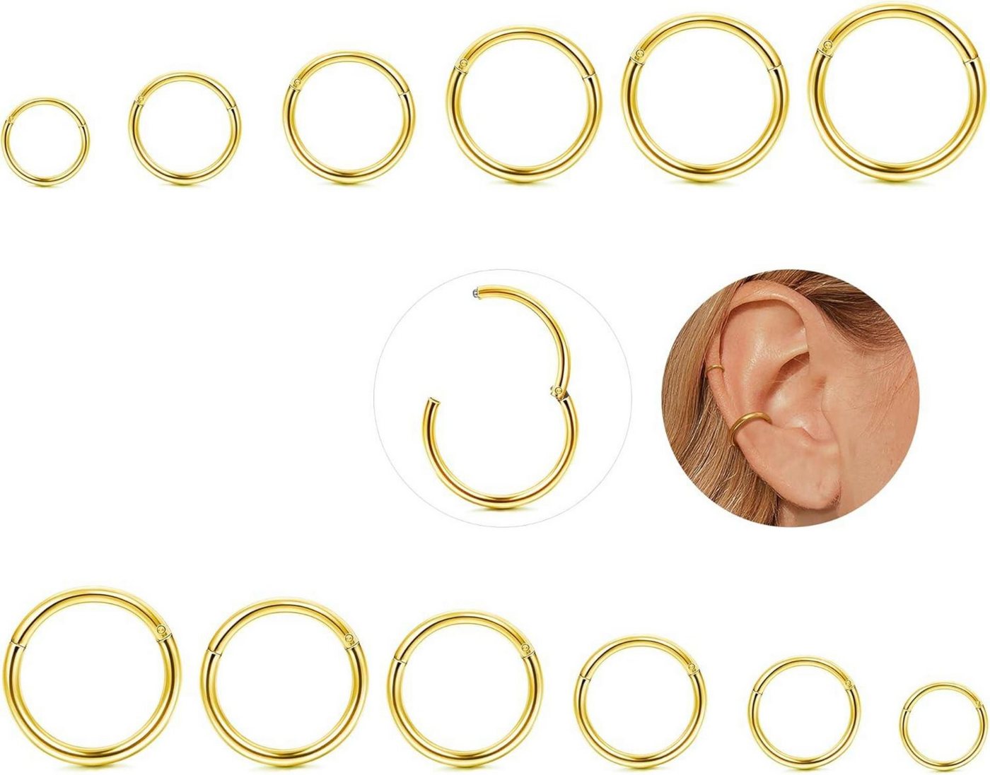 YADOCA Nasenpiercing-Set 12x Nasenpiercing Ring Helix Piercing 316L Edelstahl 16G 6-16mm YADOCA Nasenpiercing-Set 12x Nasenpiercing Ring Helix Piercing 316L Edelstahl 16G 6-16mm von YADOCA
