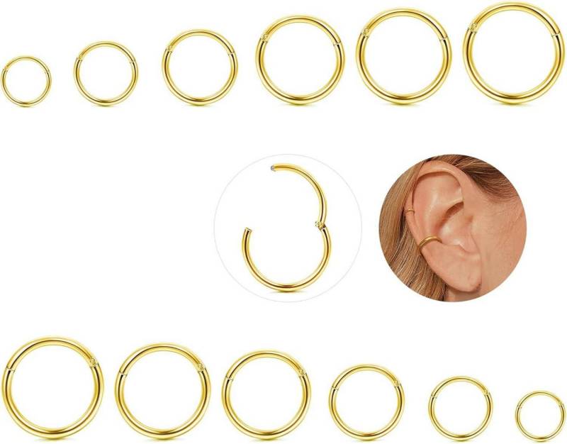 YADOCA Nasenpiercing-Set 12x Nasenpiercing Ring Helix Piercing 316L Edelstahl 16G 6-16mm von YADOCA