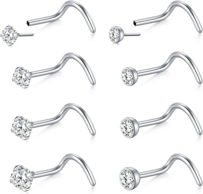 Mayhoop Nasenpiercing-Set 20G Nasenpiercing Nasenring Set Chirurgischer Stahl CZ Opal von Mayhoop