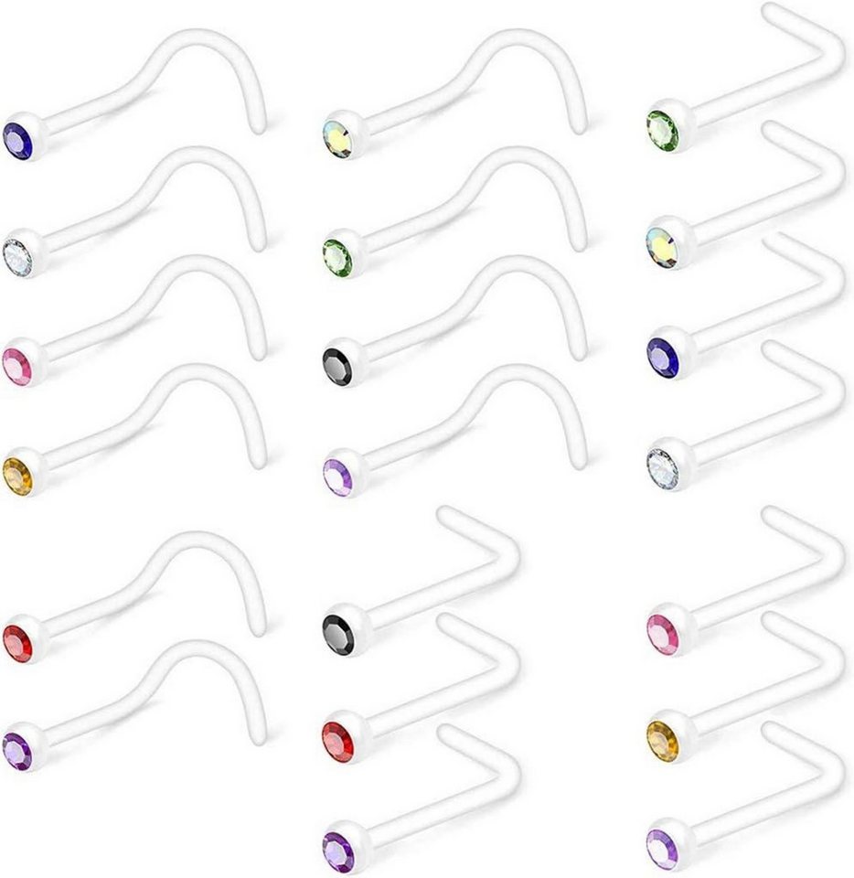 Crdifu Nasenpiercing-Set 20stk Nasenpiercing Retainer Bioflex L Form Kunststoff mit Stein Crdifu Nasenpiercing-Set 20stk Nasenpiercing Retainer Bioflex L Form Kunststoff mit Stein von Crdifu