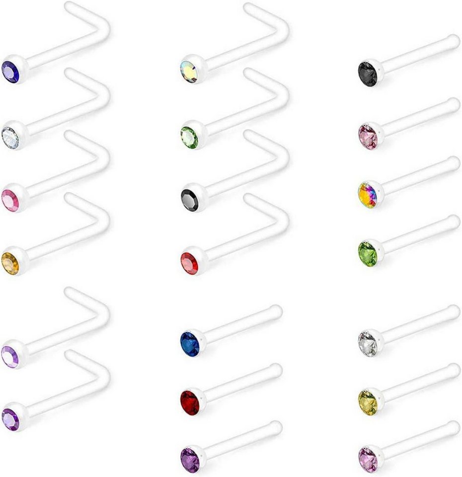 Crdifu Nasenpiercing-Set 20stk Nasenpiercing Retainer Stecker Spirale Bioflex L Form 0.8mm Crdifu Nasenpiercing-Set 20stk Nasenpiercing Retainer Stecker Spirale Bioflex L Form 0.8mm von Crdifu