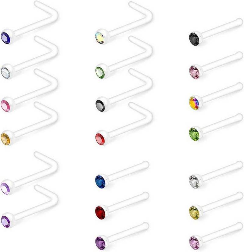 Crdifu Nasenpiercing-Set 20stk Nasenpiercing Retainer Stecker Spirale Bioflex L Form 0.8mm von Crdifu