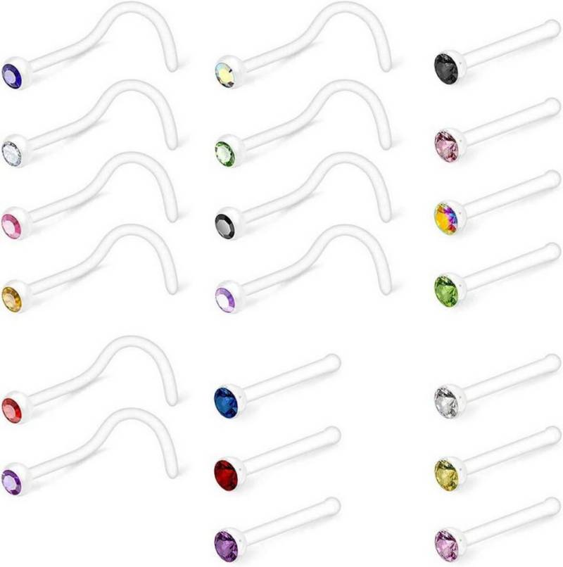 Crdifu Nasenpiercing-Set 20stk Nasenpiercing Retainer Stecker Spirale L Form Bioflex Stein 20G von Crdifu