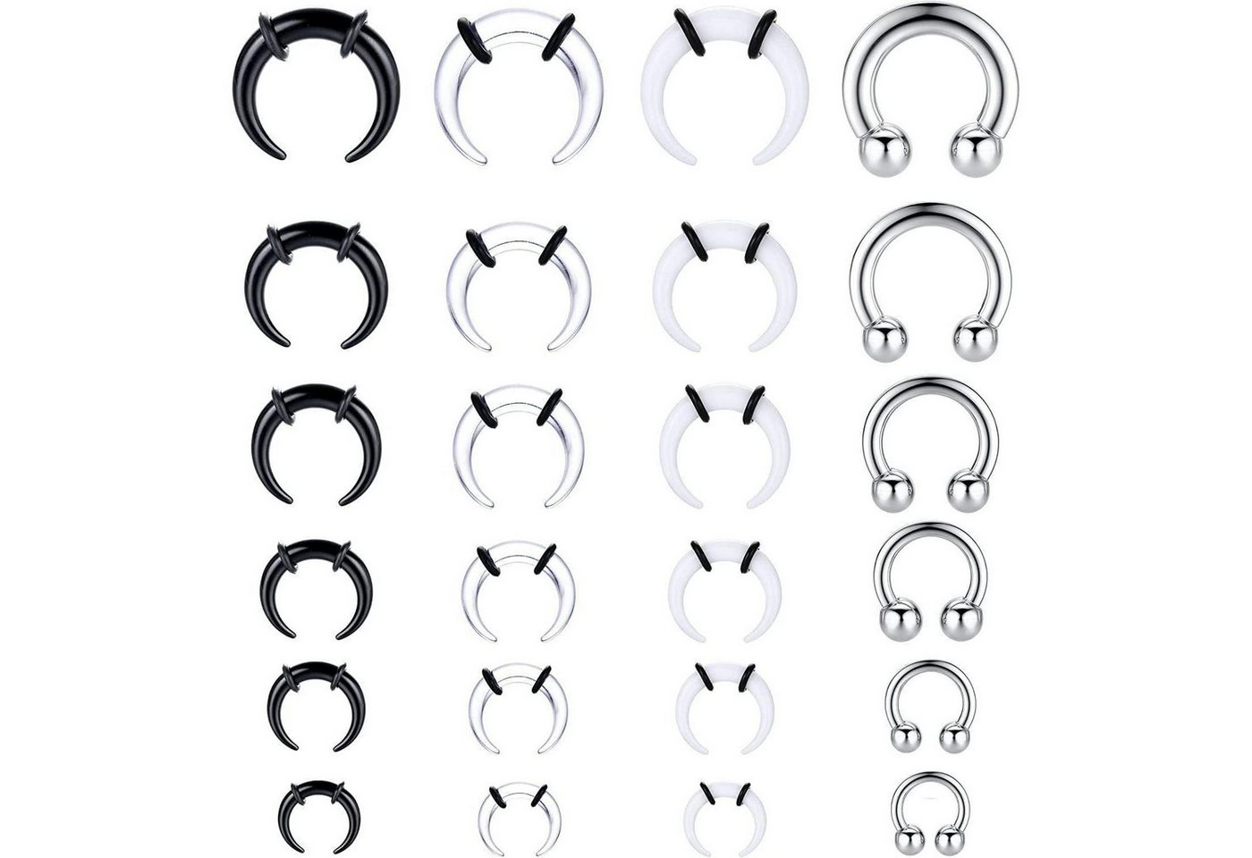 Diamday Nasenpiercing-Set 24 Stück Acryl Pincher Tapers Septum Ringe Expander Set von Diamday
