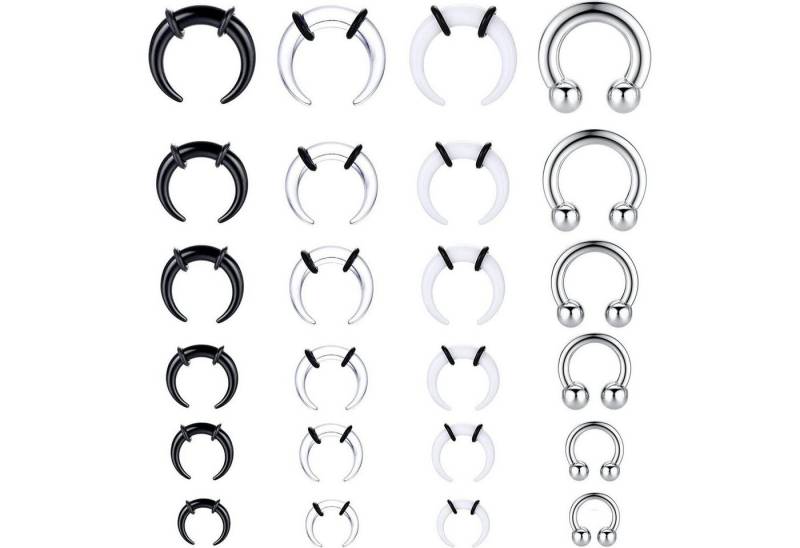 Diamday Nasenpiercing-Set 24 Stück Acryl Pincher Tapers Septum Ringe Expander Set von Diamday