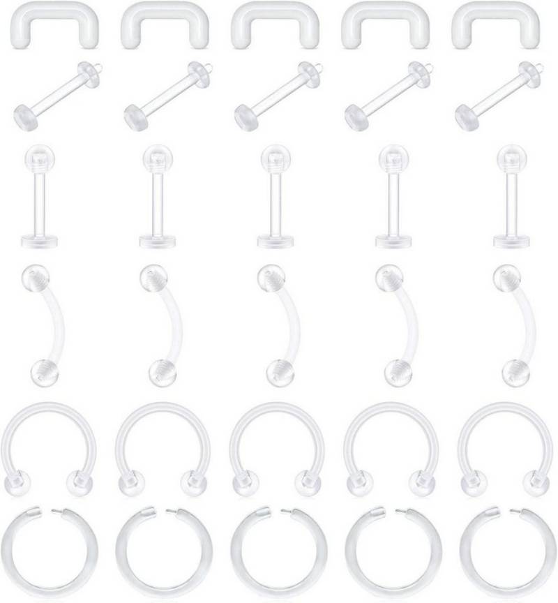 D.Bella Nasenpiercing-Set 30er Pack Klarer Piercing Retainer Set Flexibler Bioflex Kunststoff von D.Bella