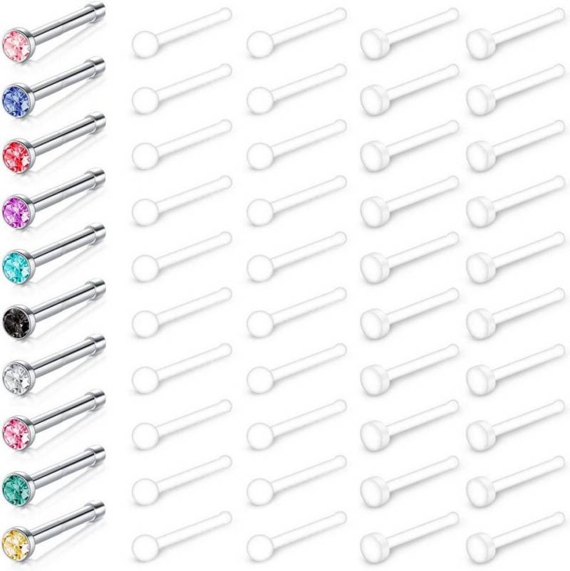 Mayhoop Nasenpiercing-Set 38-50 STK Flexibler Bioflex Nasenpiercing Retainer 18G/20G von Mayhoop