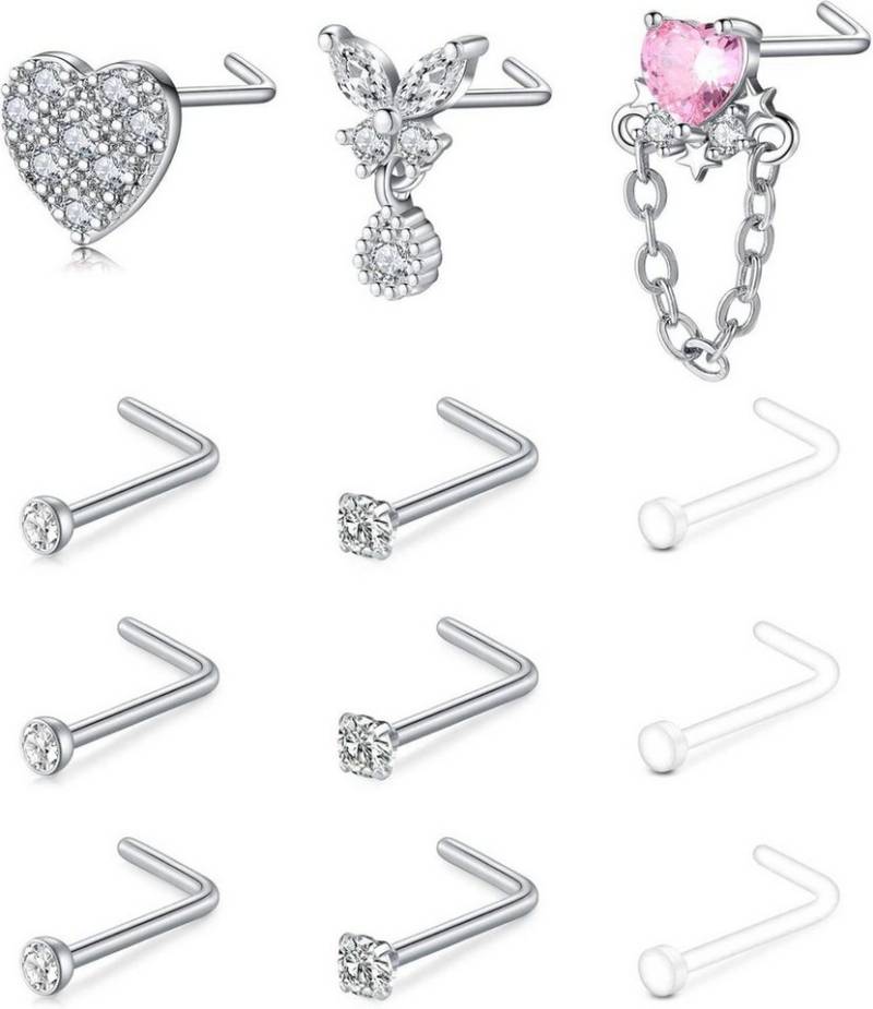 Mayhoop Nasenpiercing-Set 38-50 Stk Flexibler Bioflex Nasenpiercing Retainer 18G/20G CZ von Mayhoop