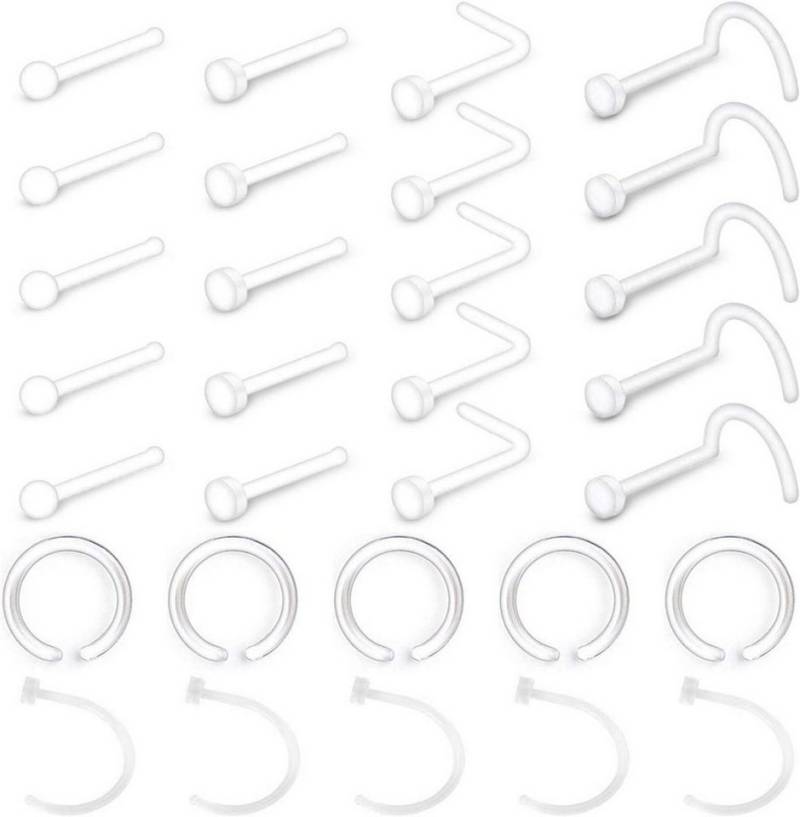 Mayhoop Nasenpiercing-Set 38-50 Stk Flexibler Bioflex Nasenpiercing Retainer 18G/20G von Mayhoop