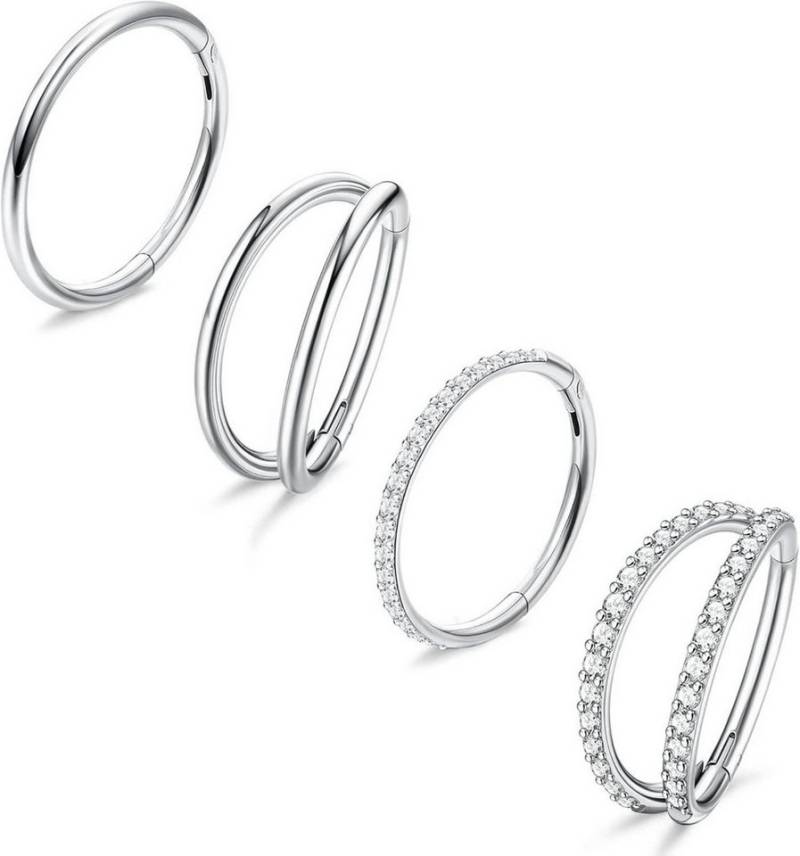 Dochais Nasenpiercing-Set 4 Stück Nasenring Set Edelstahl Silber Gold Hoop Ring Septum Ringe 8mm von Dochais