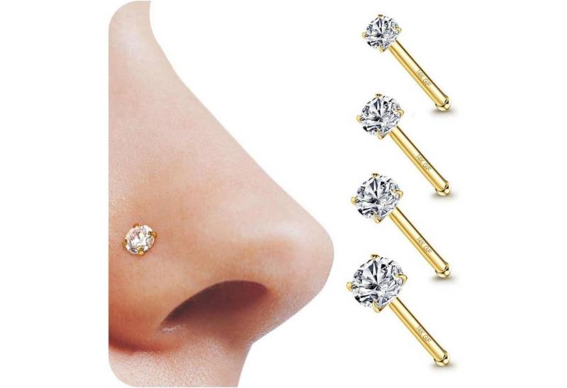 YADOCA Nasenpiercing-Set 4er Set 14K Gold 20G Nasenpiercing Zirkonia Chirurgenstahl 1,5/2/2,5/3 von YADOCA
