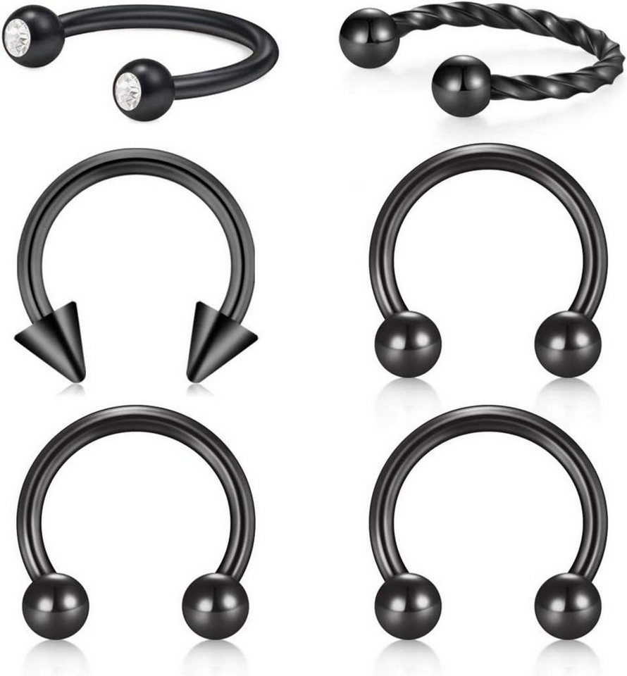 Crdifu Nasenpiercing-Set 6stk Hufeisen Nasenpiercing Set Chirurgenstahl 1,2mm Lippe Nase Helix Crdifu Nasenpiercing-Set 6stk Hufeisen Nasenpiercing Set Chirurgenstahl 1,2mm Lippe Nase Helix von Crdifu