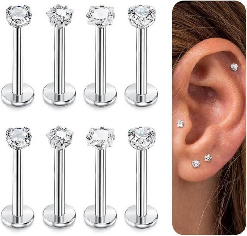 YADOCA Nasenpiercing-Set Labret Piercing Set 16G Edelstahl Nasenstecker Tragus Helix Ohrschmuck von YADOCA