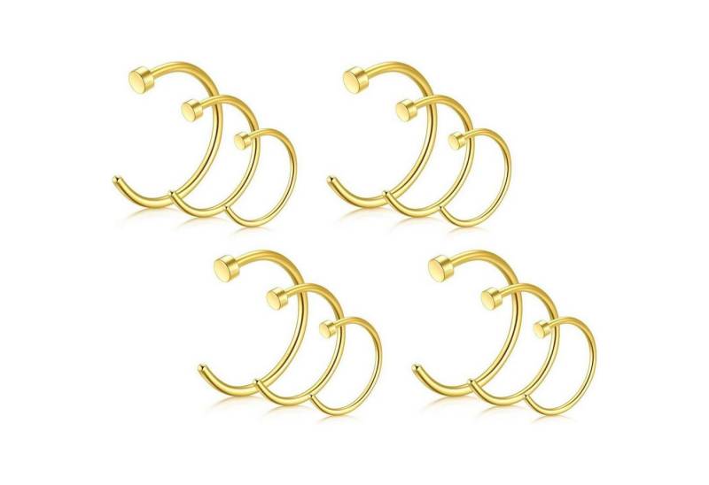 LuxusKollektion Nasenpiercing-Set Nasenpiercing 18G 20G 6mm 8mm 10mm Chirurgenstahl Hoop Fake 12stk-gold von LuxusKollektion