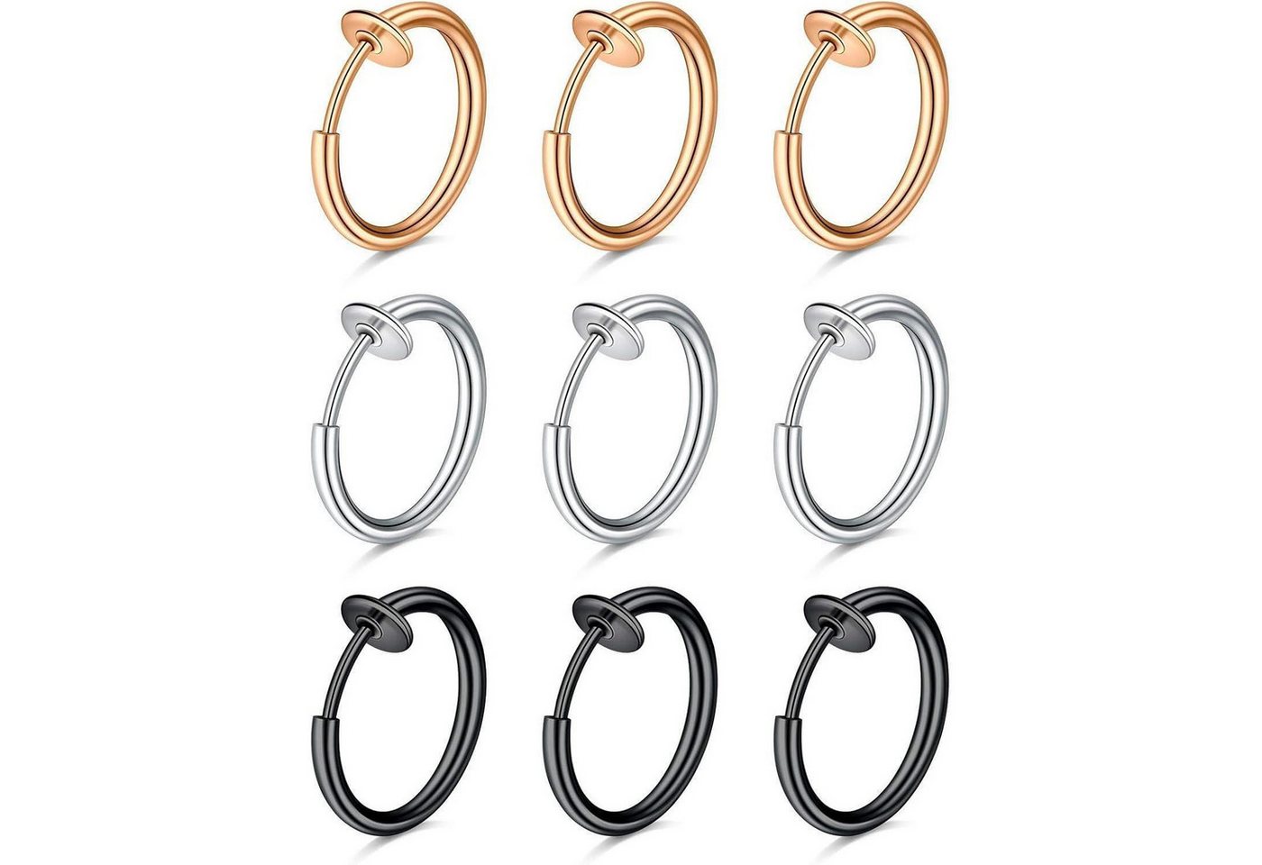 LuxusKollektion Nasenpiercing-Set Nasenpiercing Fake Septum Non Clip Stil - Silber Rosegold Schwarz von LuxusKollektion