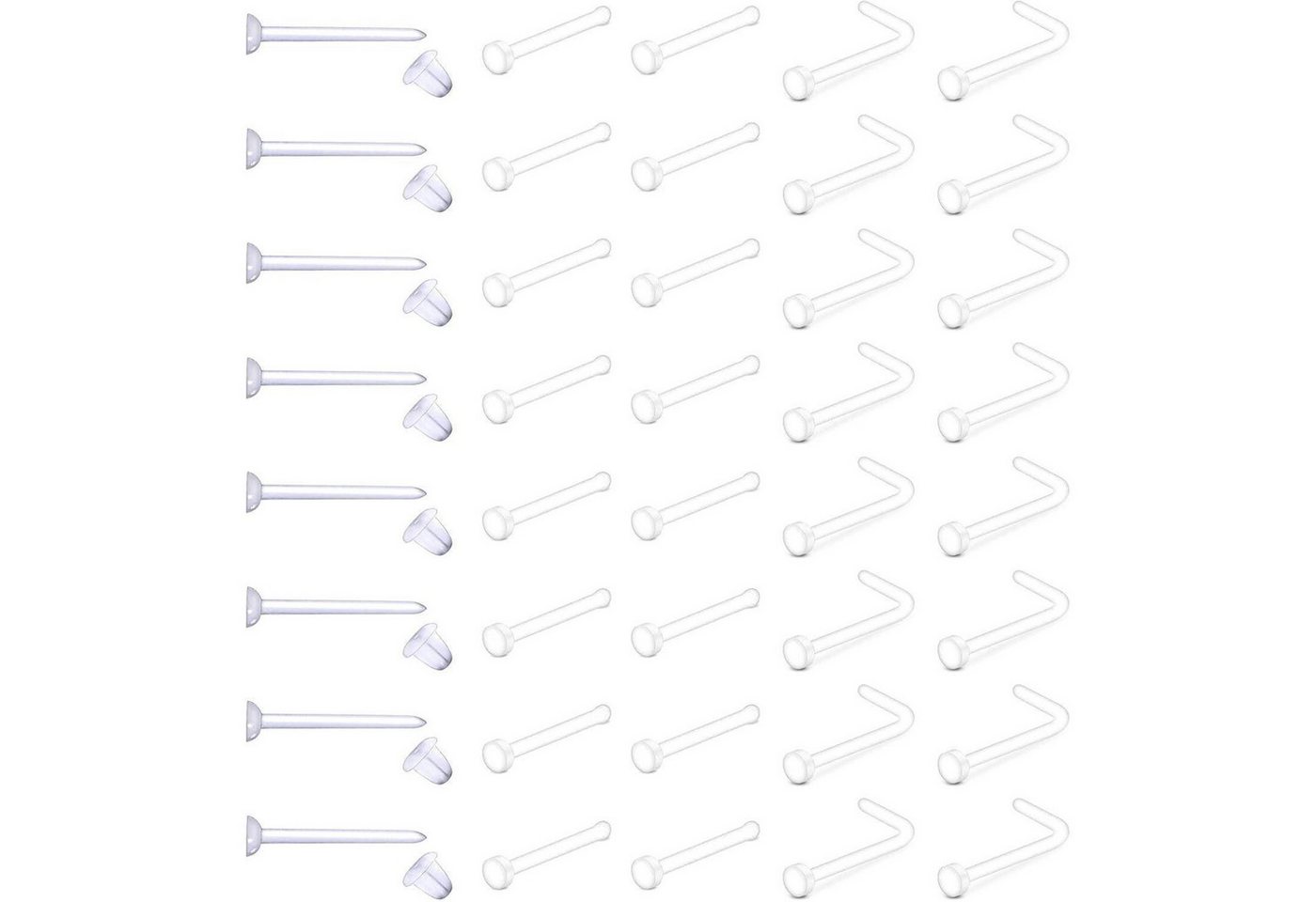 LuxusKollektion Nasenpiercing-Set Nasenpiercing Retainer Acryl Bioflex 40 Stück 20 G 18 G Stil K von LuxusKollektion