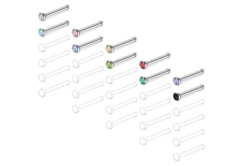 LuxusKollektion Nasenpiercing-Set Nasenpiercing Retainer Acryl Bioflex Nasenstecker 30 Stück 18 g Stil C von LuxusKollektion