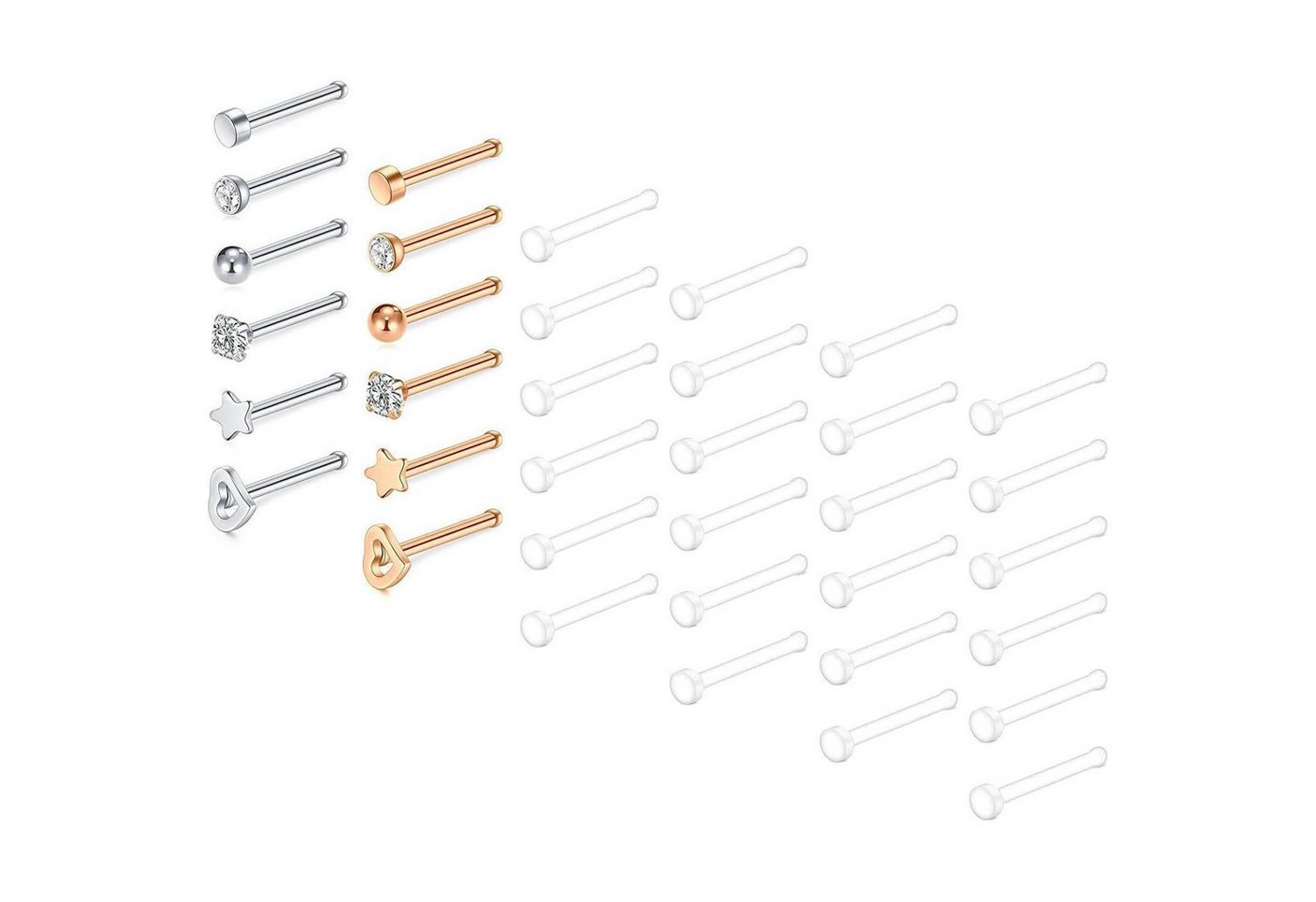 LuxusKollektion Nasenpiercing-Set Nasenpiercing Retainer Acryl Stecker Männer 36 Stück 20 G Stil A von LuxusKollektion