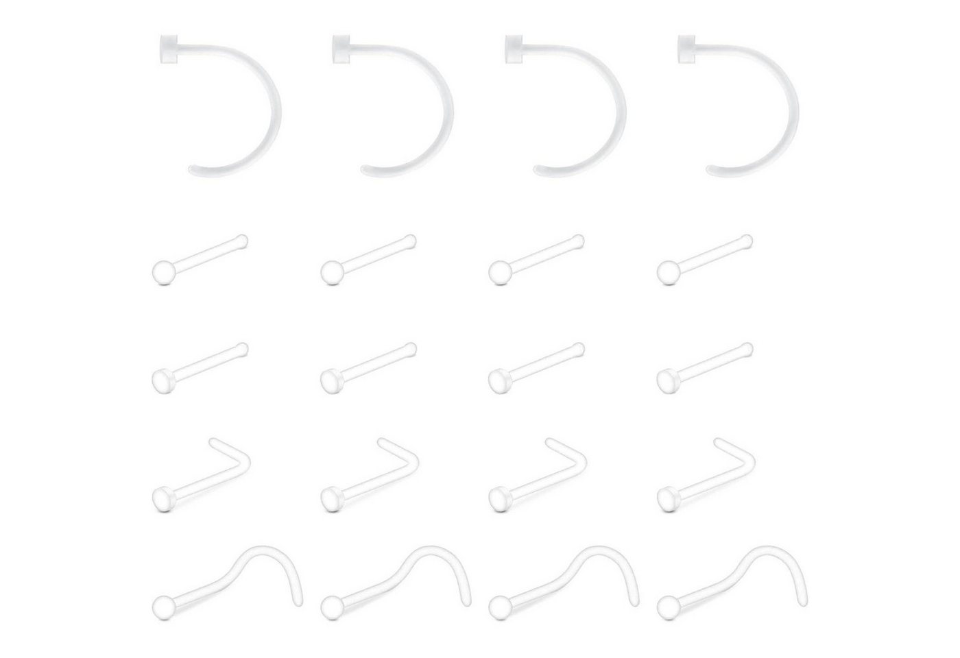 LuxusKollektion Nasenpiercing-Set Nasenpiercing Retainer Bioflex 20G 18G 20stk 18g Flach+rundrücken von LuxusKollektion