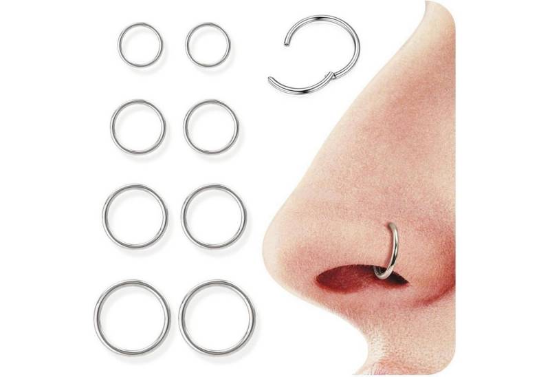 LuxusKollektion Nasenpiercing-Set Nasenpiercing Ring 316L Septum Hoop 16G 18G Silber 18G-6 8 10 12mm von LuxusKollektion