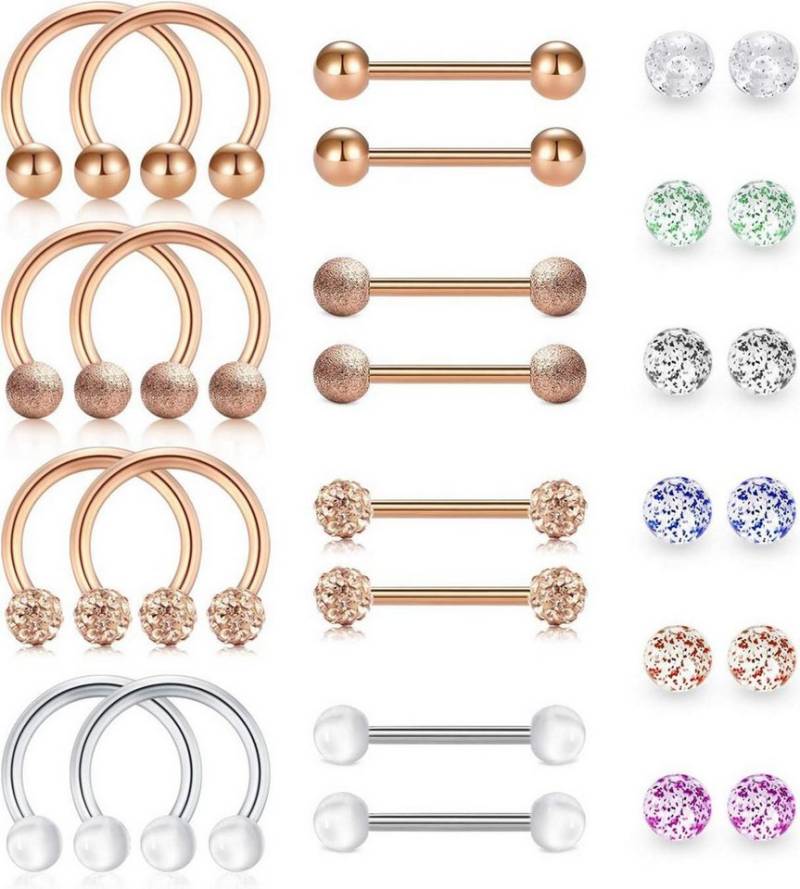 Briana Williams Nasenpiercing-Set Nasenpiercing Septum Edelstahl 1.6mm Hufeisen Klemmkugel Piercing Nase von Briana Williams