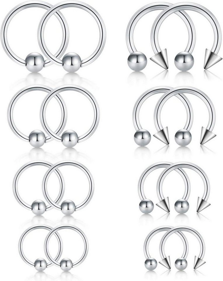 Briana Williams Nasenpiercing-Set Nasenpiercing Septum Ring Hufeisen Edelstahl 1.6mm 8 Paar Nase Lippe von Briana Williams