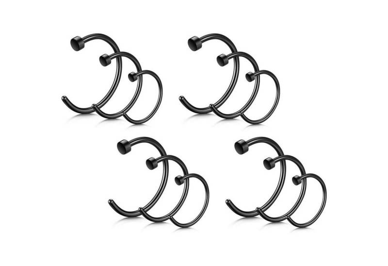 Rajnard Nasenpiercing-Set Nasenpiercing Set 12 Stück Chirurgenstahl 18G/20G 6/8/10mm Schwarz von Rajnard