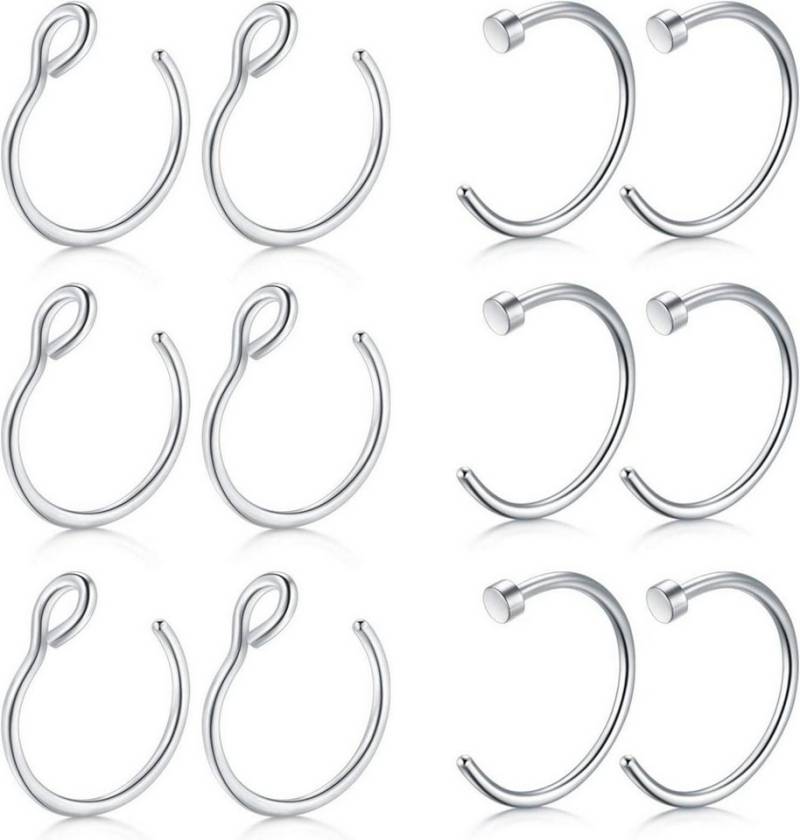 Mayhoop Nasenpiercing-Set Nasenpiercings Fake 12-16Stk 20G 8mm Edelstahl Nase Lippe Ohr Ring von Mayhoop
