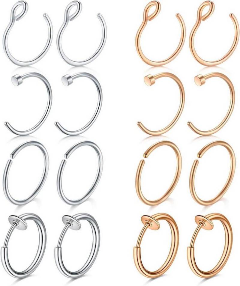 Mayhoop Nasenpiercing-Set Nasenpiercings Fake Lippenpiercings Edelstahl 18G 8mm Set 16 von Mayhoop